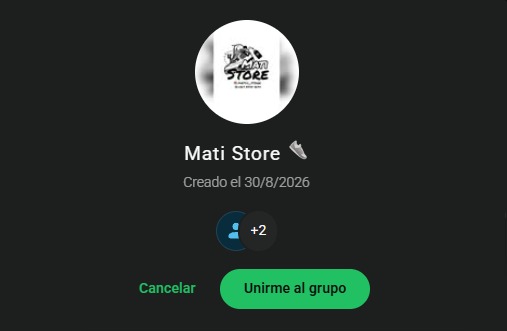 Foto del grupo de WhatsApp de Mati Store